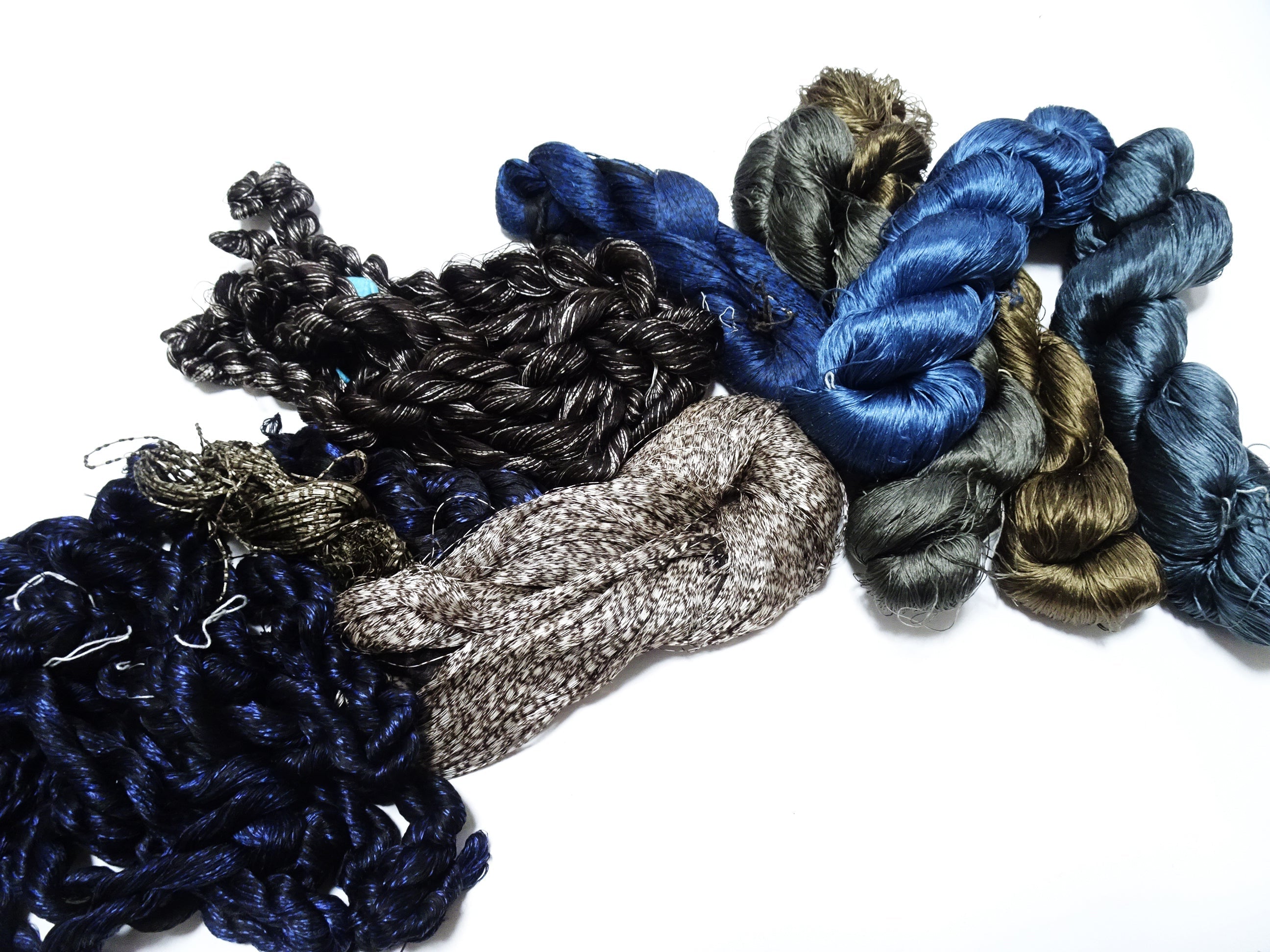 Mud-dyed silk thread & Indigo mud dyed silk thread