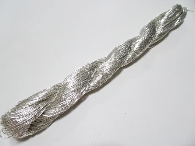 پ،zelkovajapanپ، Japanese Vintage Real Silver Leaf Thread kinkoma Embroidery 10 100M 0.65mm