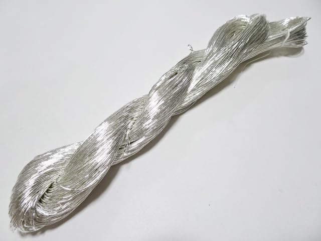 پ،zelkovajapanپ، Japanese Vintage Real Silver Leaf Thread kinkoma Embroidery 12 100M 0.75mm