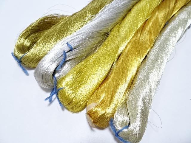 Japanese vintage Silver & gold leaf thread 5sets embroidey 5468yard Thickness 0.16mm 3350
