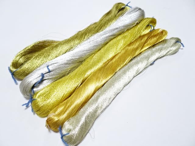 Japanese vintage Silver & gold leaf thread 5sets embroidey 5468yard Thickness 0.16mm 3350