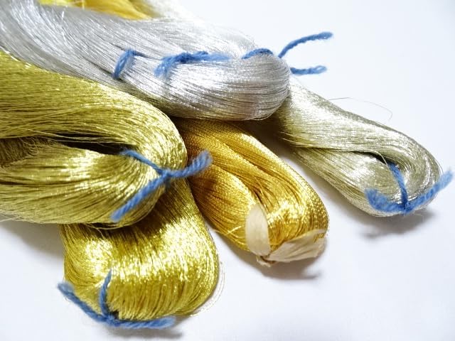 Japanese vintage Silver & gold leaf thread 5sets embroidey 5468yard Thickness 0.16mm 3350