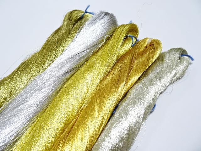 Japanese vintage Silver & gold leaf thread 5sets embroidey 5468yard Thickness 0.16mm 3350