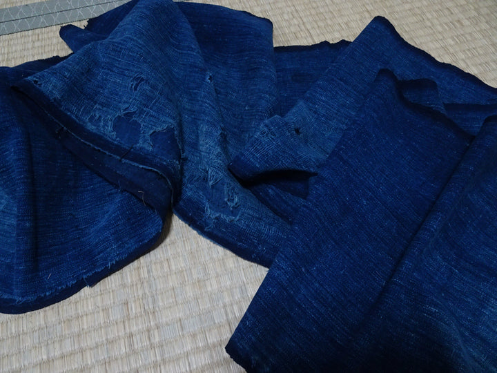 Japanese Antique Cotton Boro Ranru Sashiko kasuri Indigo dye Fabric 10158