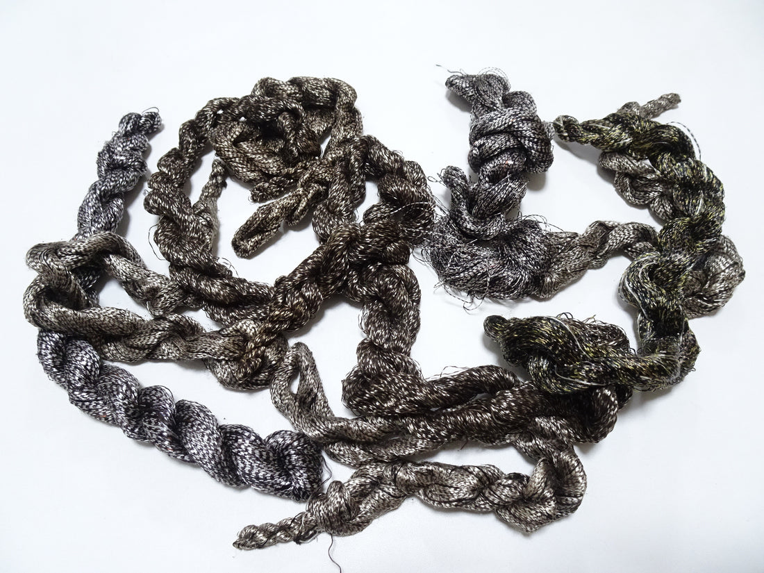 Japanese Vintage Super Rare Mud Dyeing kasuri loose Twisted Silk Thread Sets Embroidery & weave 13398