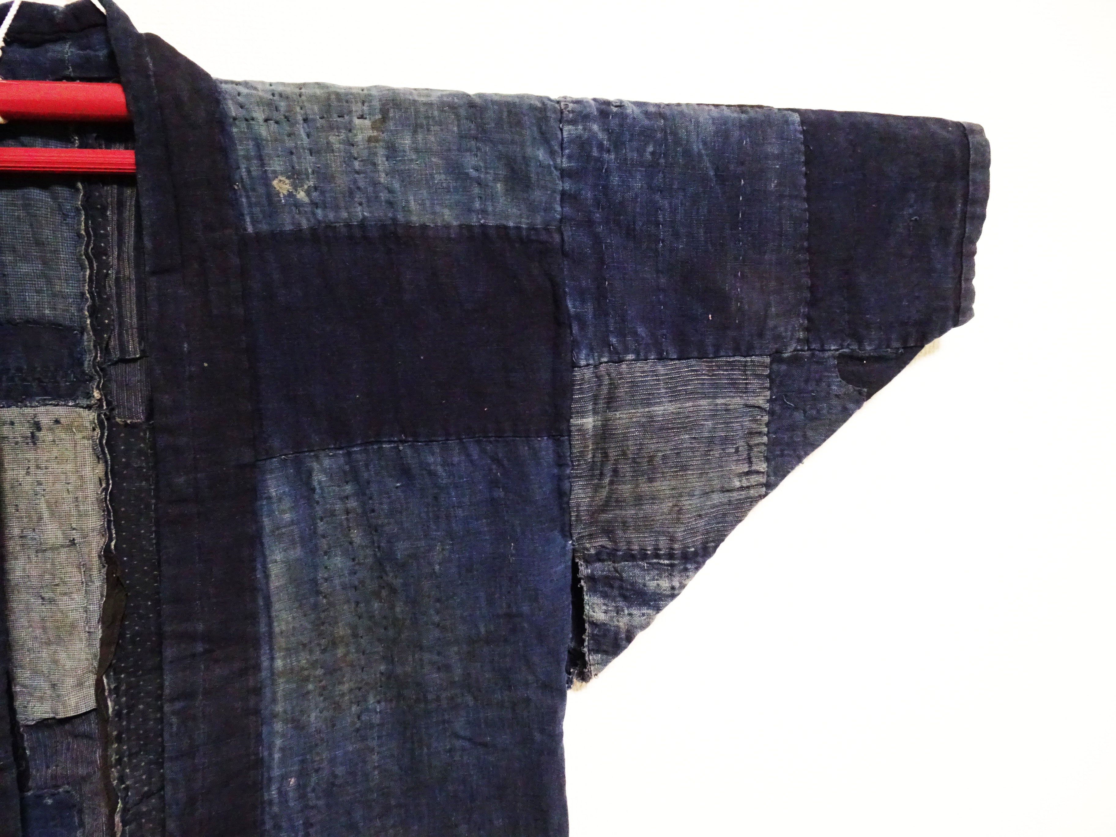 Japanese Antique Cotton Boro Ranru Sashiko kasuri Indigo Noragi