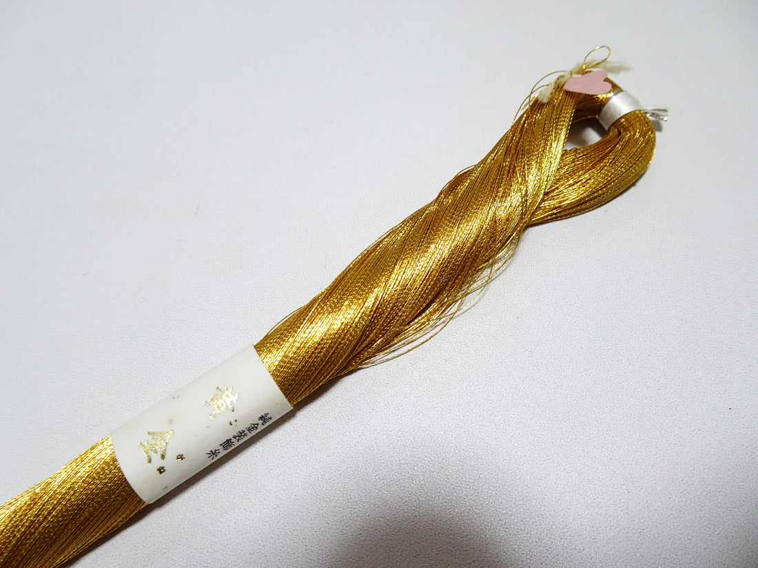 Exceptional Dea!! Only 2 available!! Japanese vintage rare Superb 24K gold leaf thread 300M embroidery 1 washable  0.16mm  19866