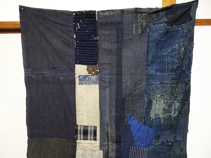 Japanese Antique Cotton Boro Ranru Sashiko kasuri Indigo dye Fabric 11605