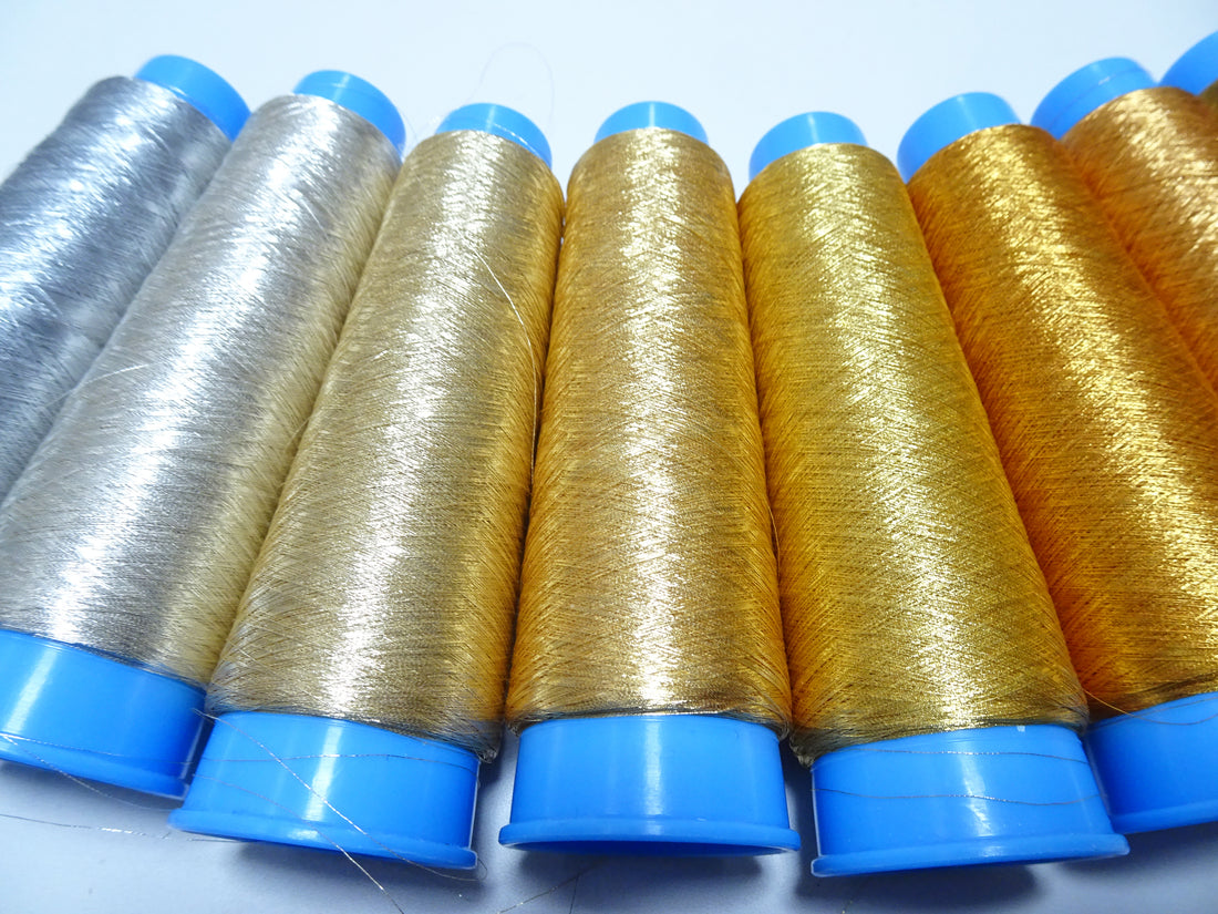 Japanese vintage gold leaf thread & silver leaf thread 8sets embroidey 0.1mm 8000M 8790