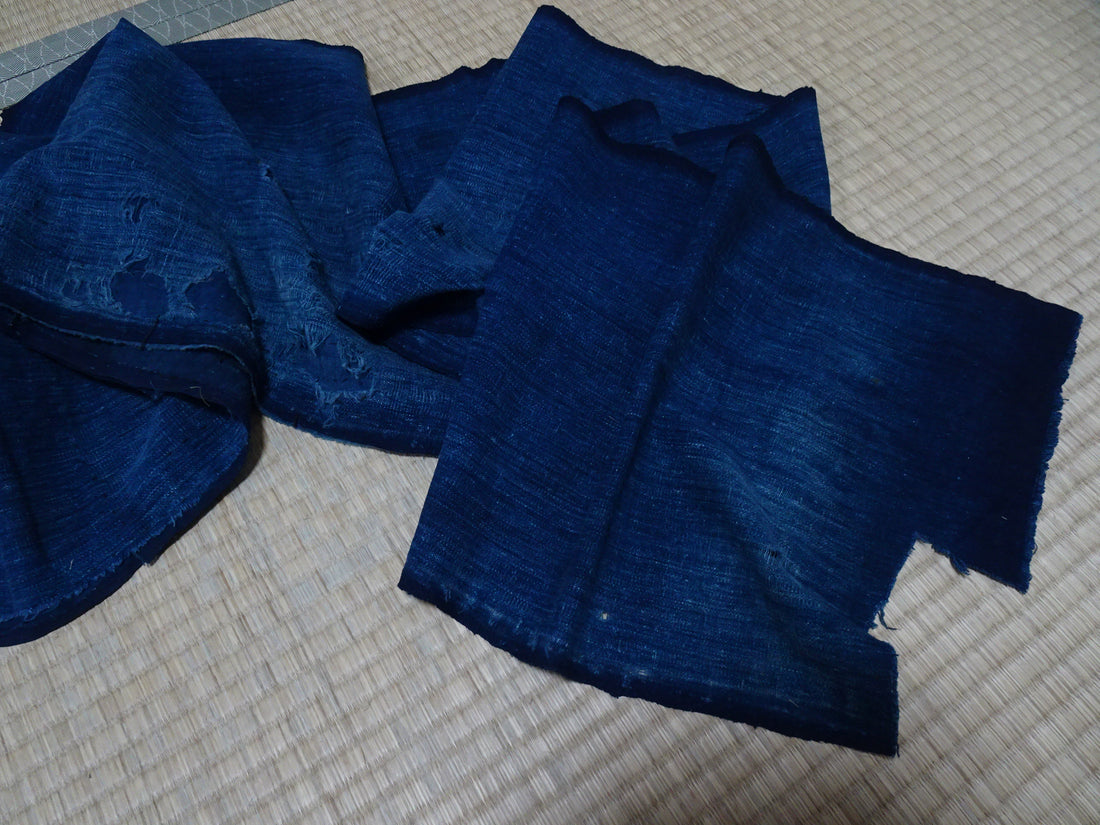 Japanese Antique Cotton Boro Ranru Sashiko kasuri Indigo dye Fabric 10158