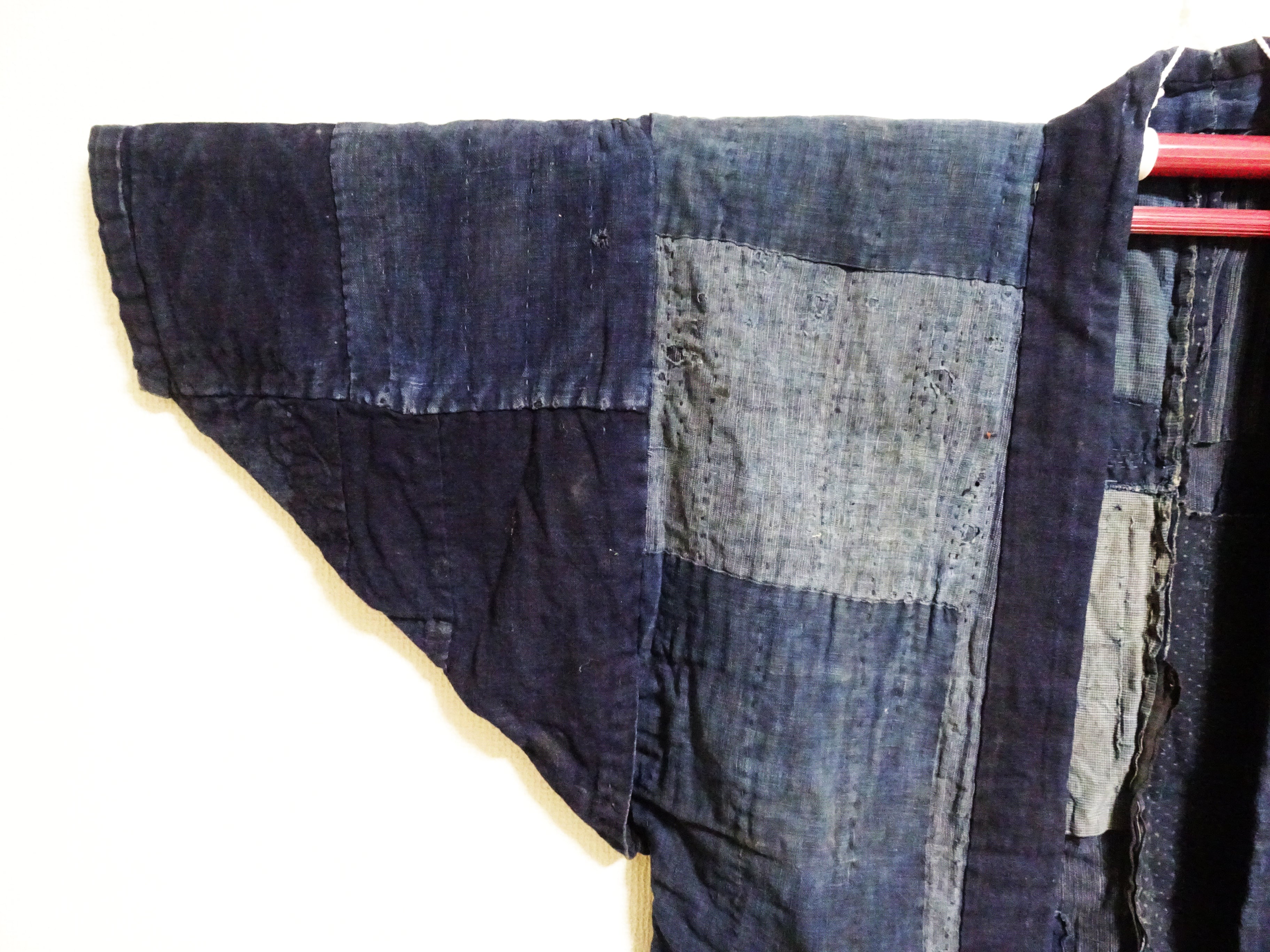Japanese Antique Cotton Boro Ranru Sashiko kasuri Indigo Noragi