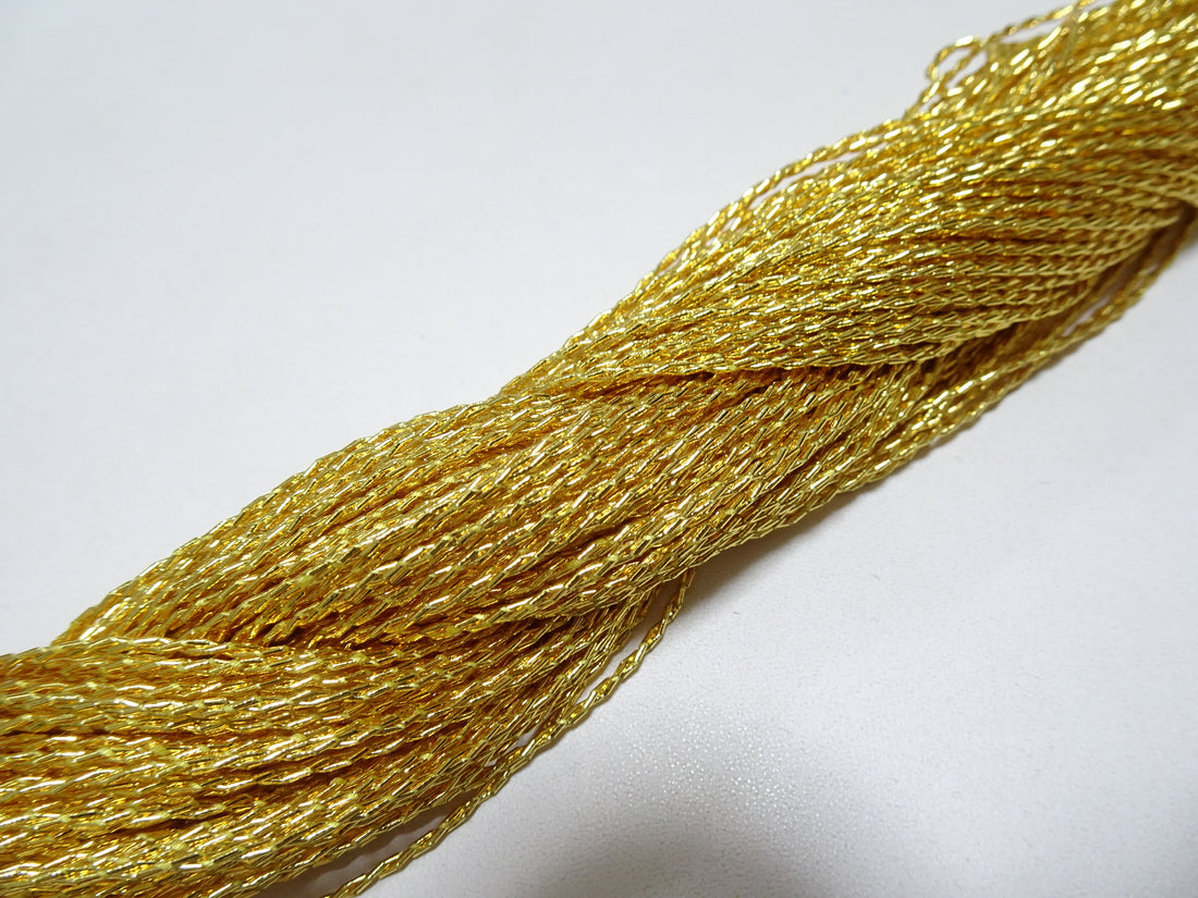 Japanese vintage rare Double Twist high class gold leaf thread embroidery 8633
