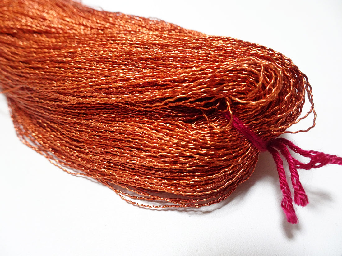 Japanese vintage high class aluminum leaf thread Red rust embroidery 500M 7458