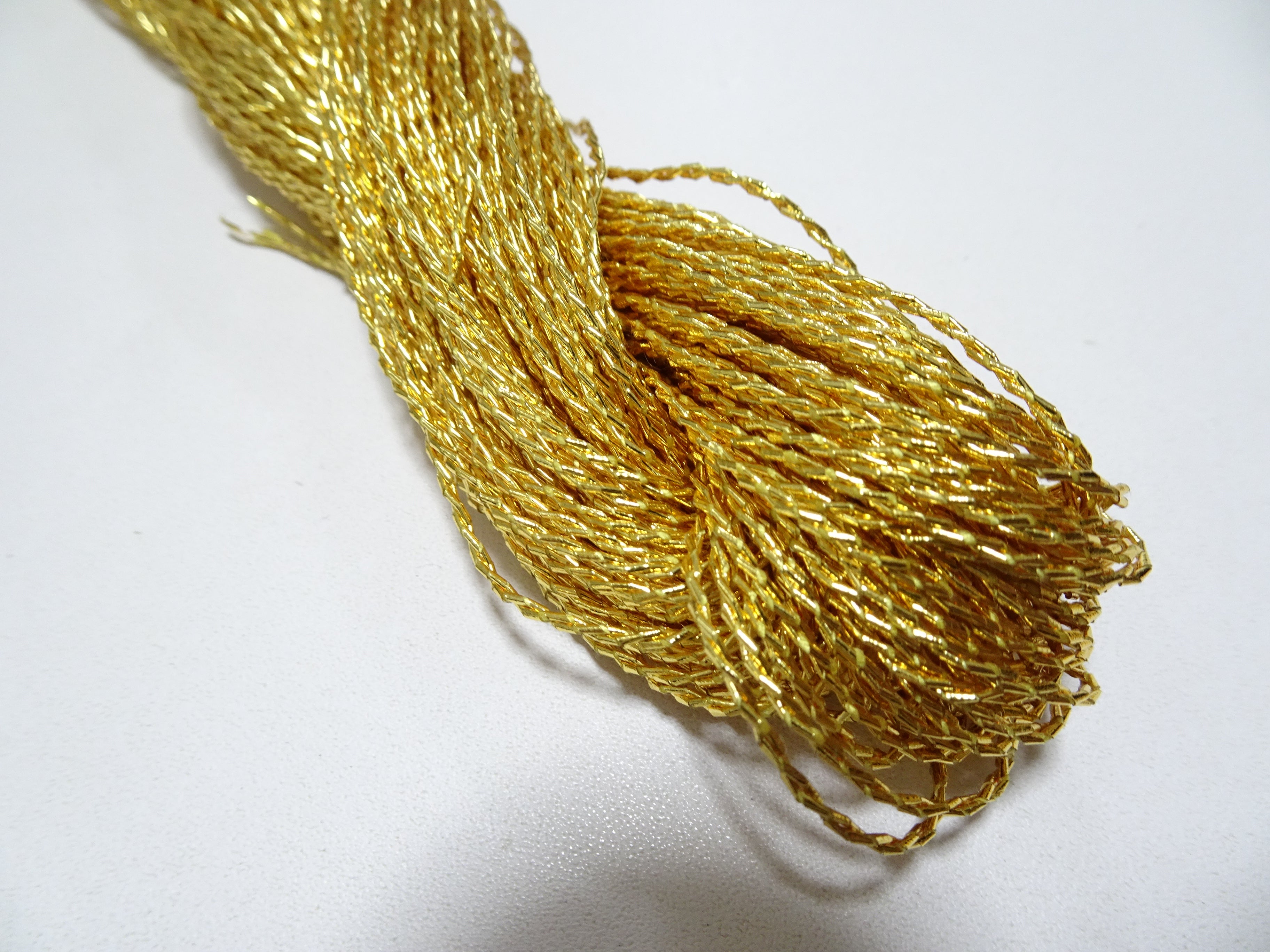 Japanese vintage rare Double Twist high class gold leaf thread embroidery 8633