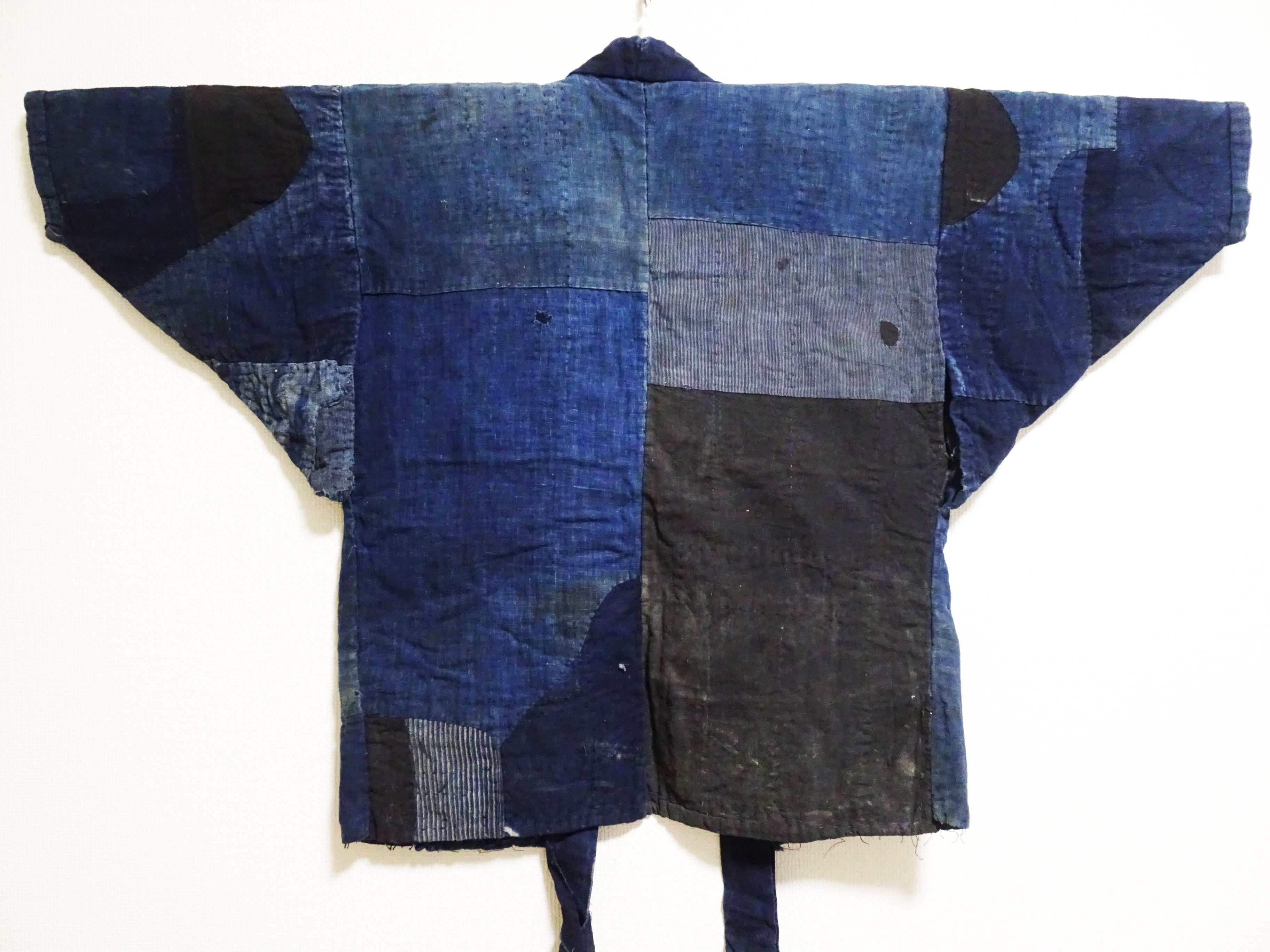Japanese Antique Cotton Boro Ranru Sashiko kasuri Indigo Noragi