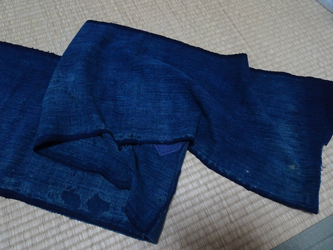 Japanese Antique Cotton Boro Ranru Sashiko kasuri Indigo dye Fabric 10158