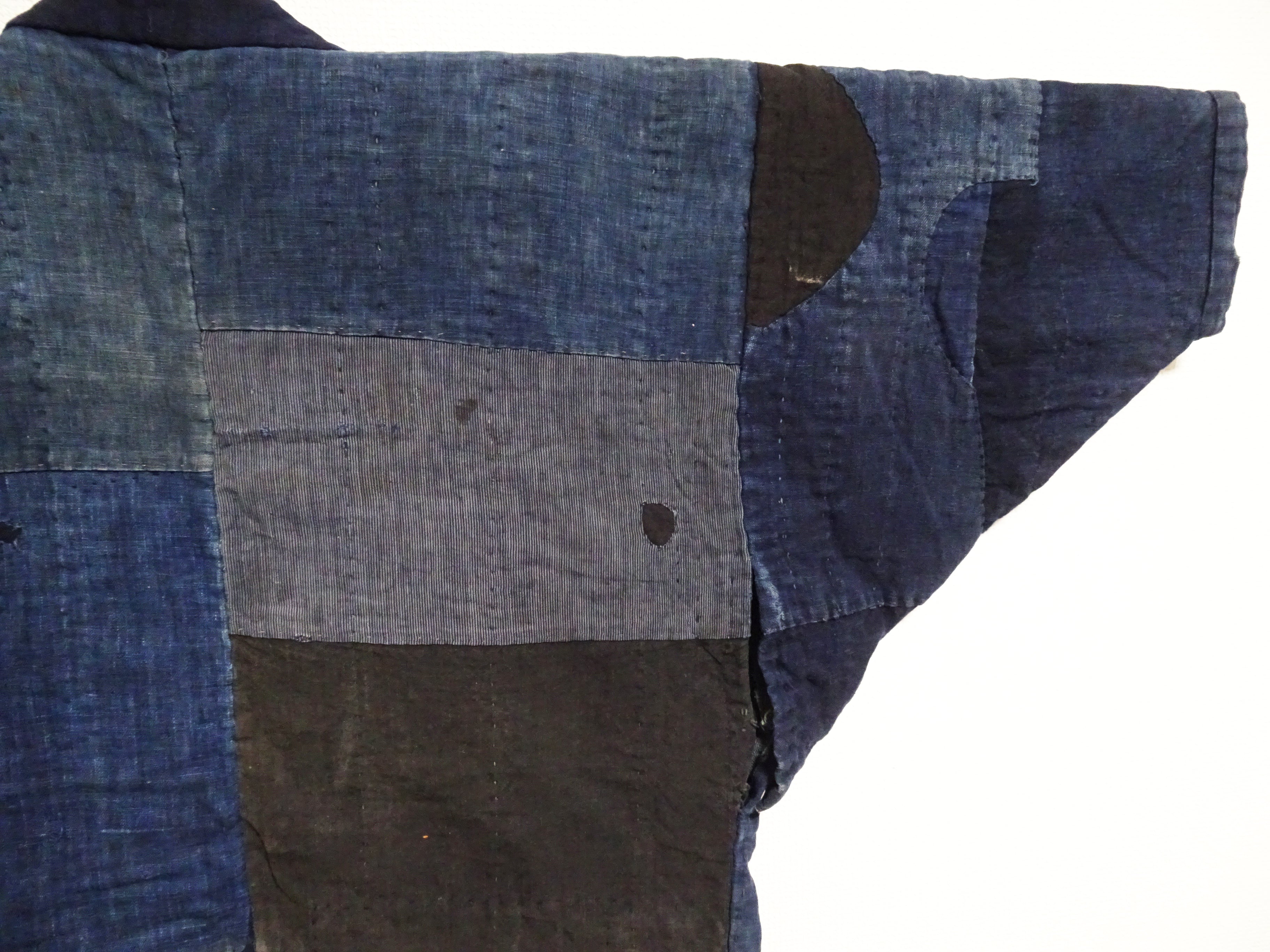 Japanese Antique Cotton Boro Ranru Sashiko kasuri Indigo Noragi