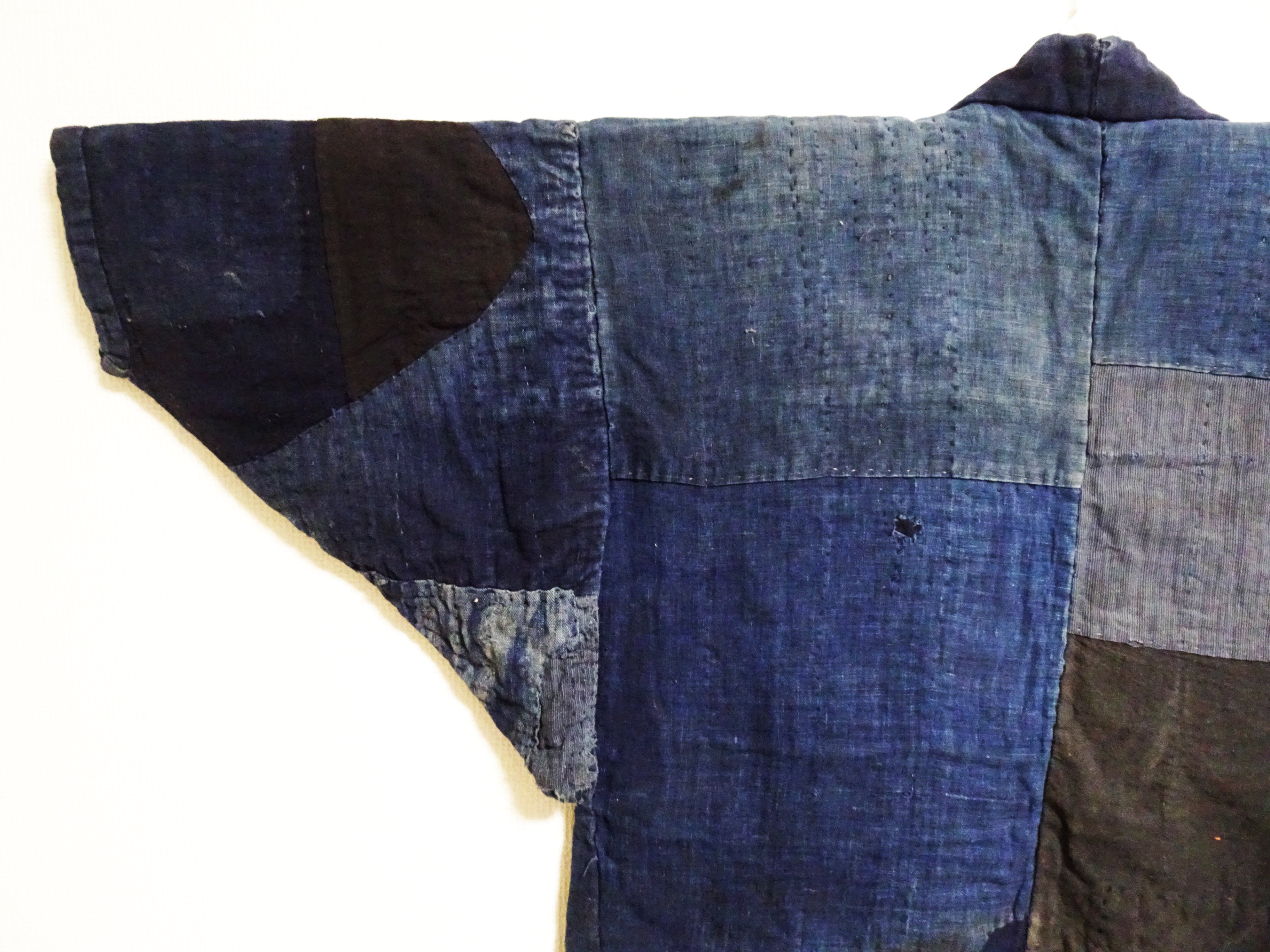 Japanese Antique Cotton Boro Ranru Sashiko kasuri Indigo Noragi