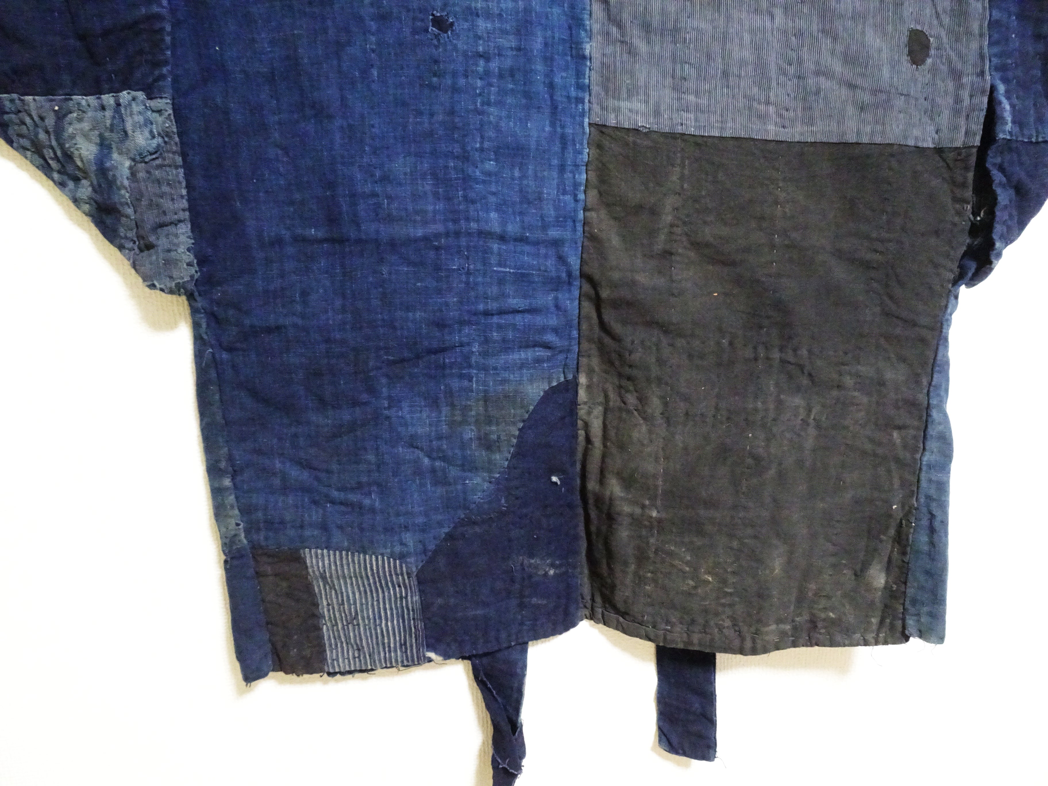 Japanese Antique Cotton Boro Ranru Sashiko kasuri Indigo Noragi
