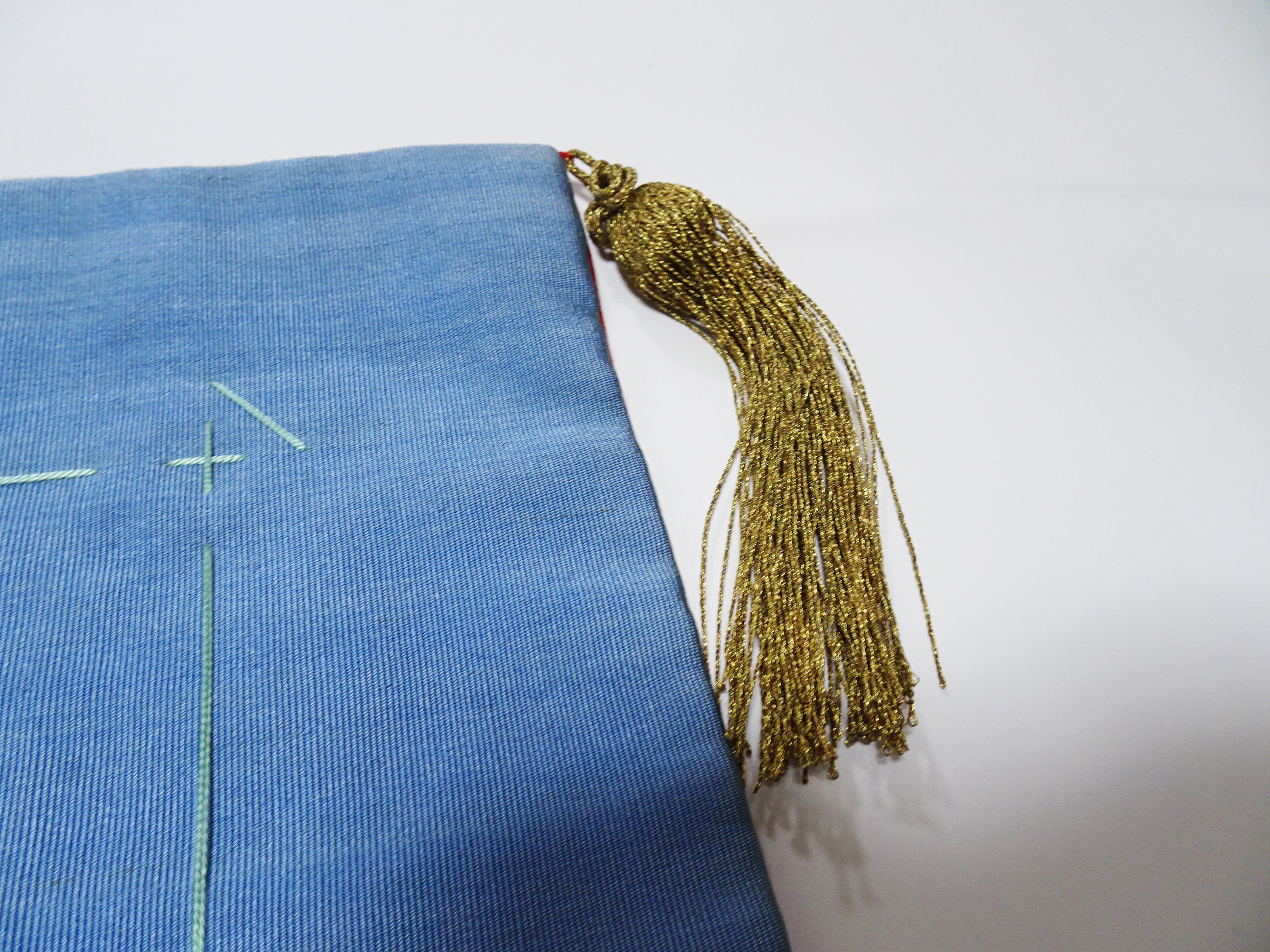 Japanese Vintage Rare Tsume Tsuzureori Fukusa FlowersCar and Swallow Pattern