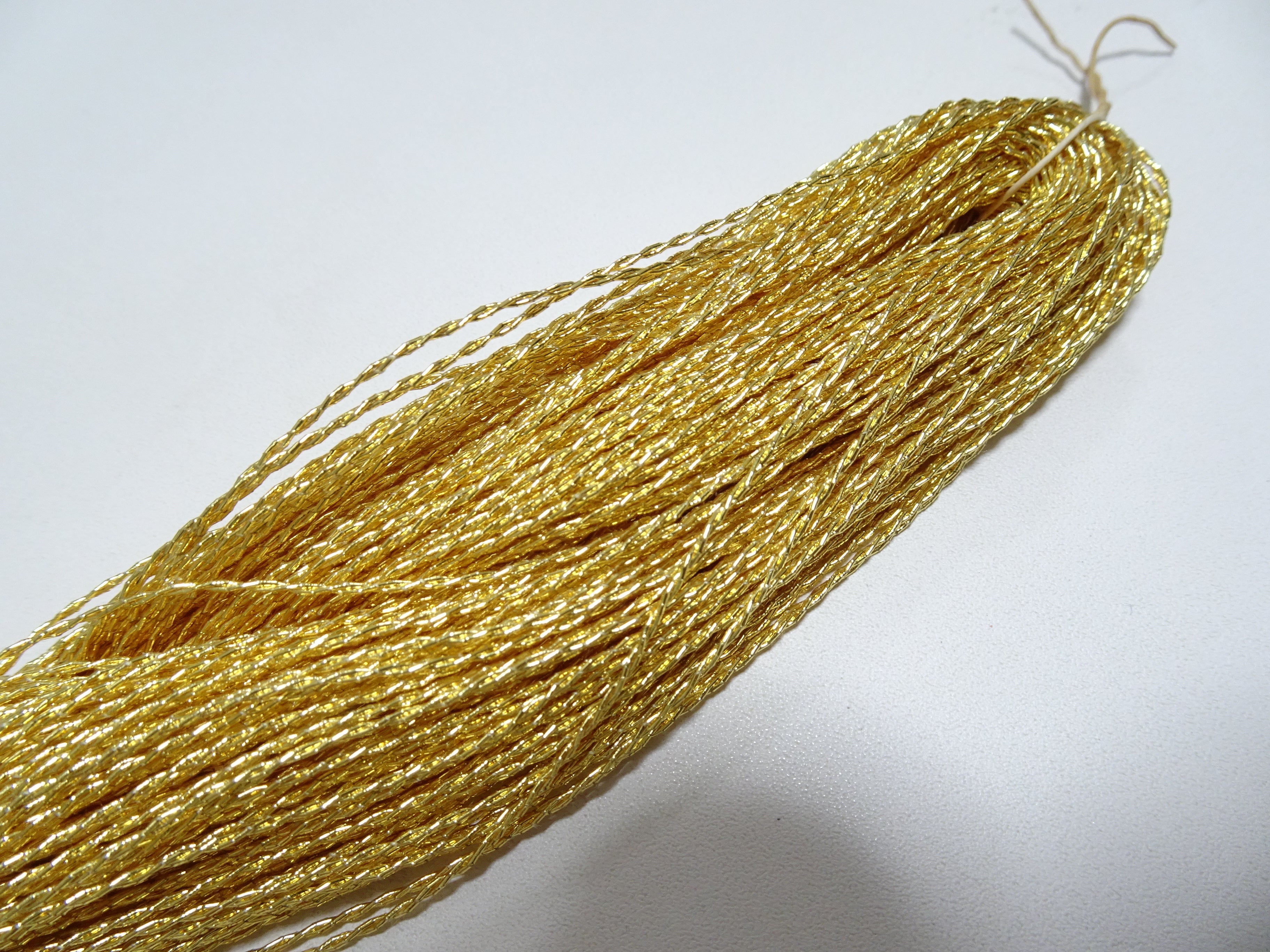 Japanese vintage rare Double Twist high class gold leaf thread embroidery 8634