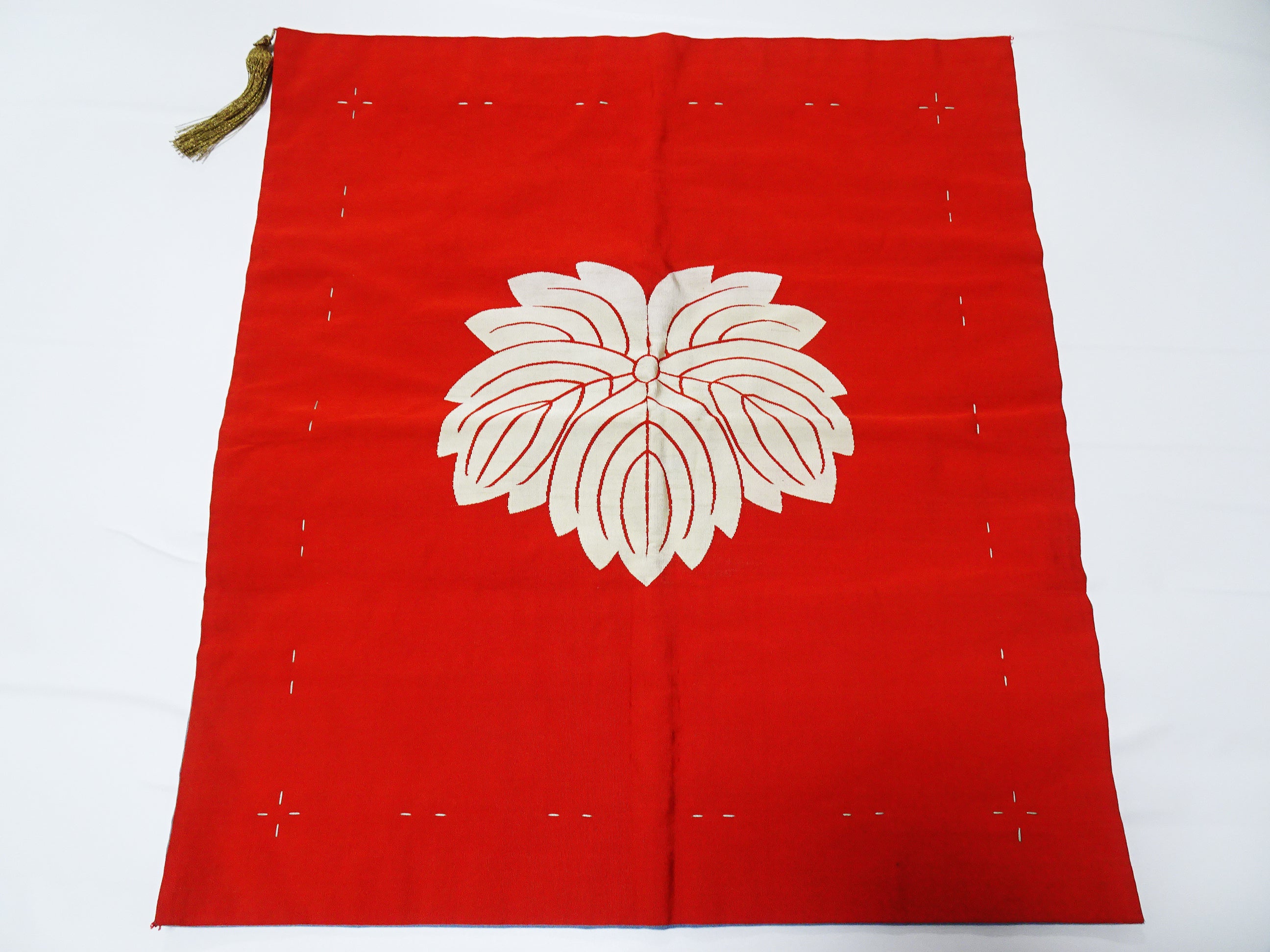 Japanese Vintage Rare Tsume Tsuzureori Fukusa FlowersCar and Swallow Pattern