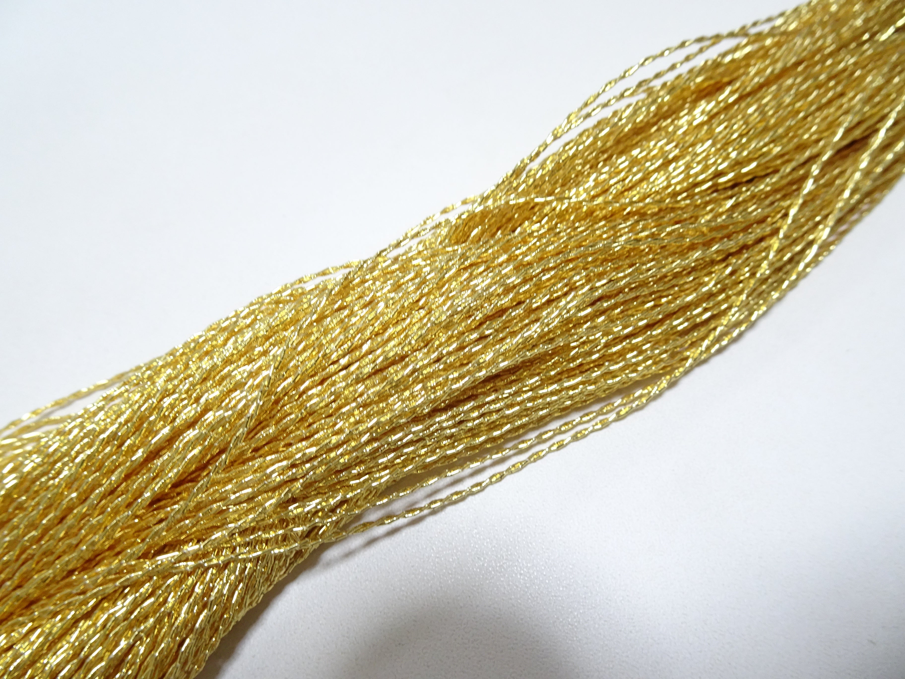 Japanese vintage rare Double Twist high class gold leaf thread embroidery 8634