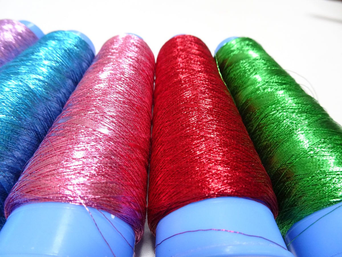 Japanese vintage rare Superb pure silver leaf thread color 6sets 3000M ...