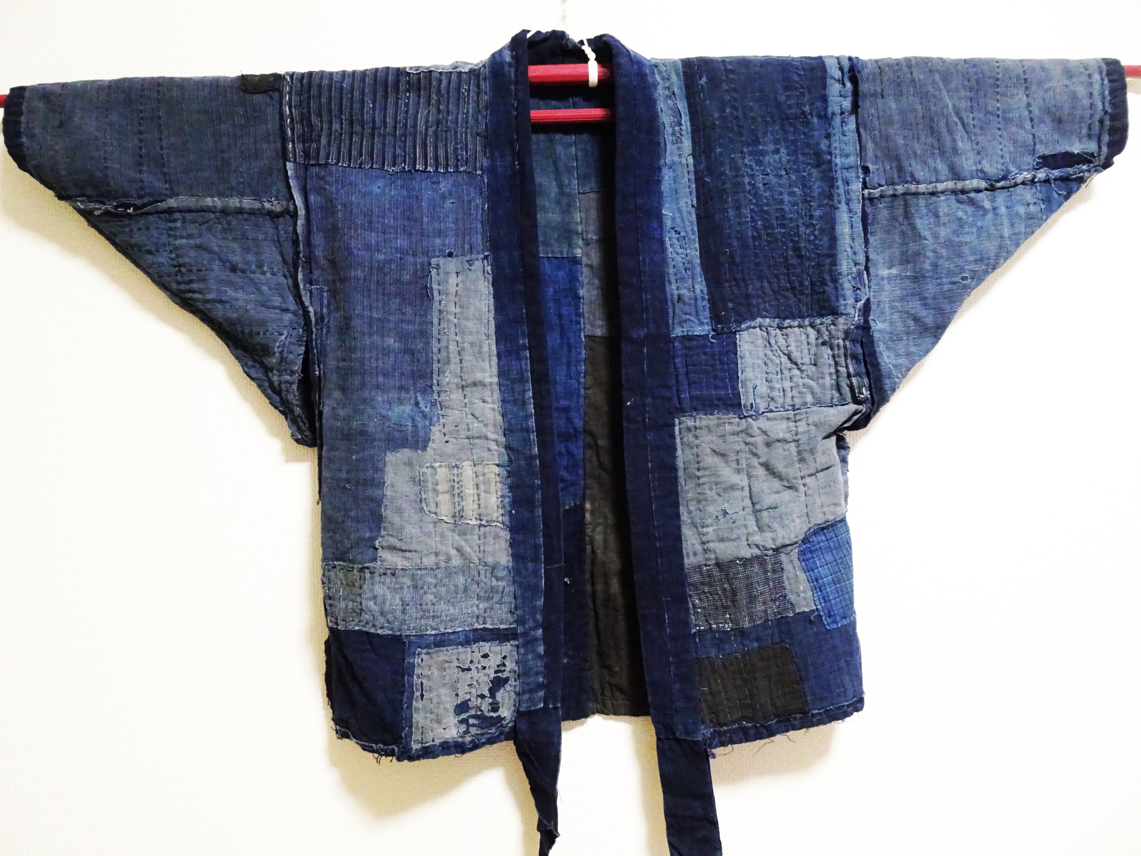 Japanese Antique Cotton Boro Ranru Sashiko kasuri Indigo Noragi