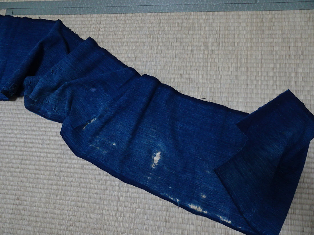 Japanese Antique Cotton Boro Ranru Sashiko kasuri Indigo dye Fabric 10158