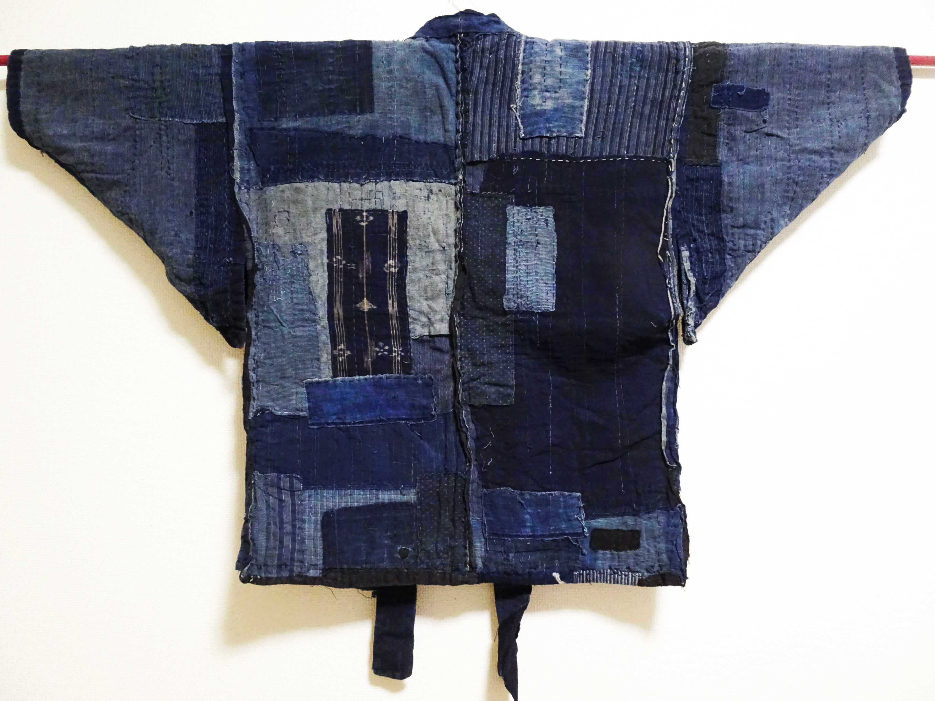 Japanese Antique Cotton Boro Ranru Sashiko kasuri Indigo Noragi