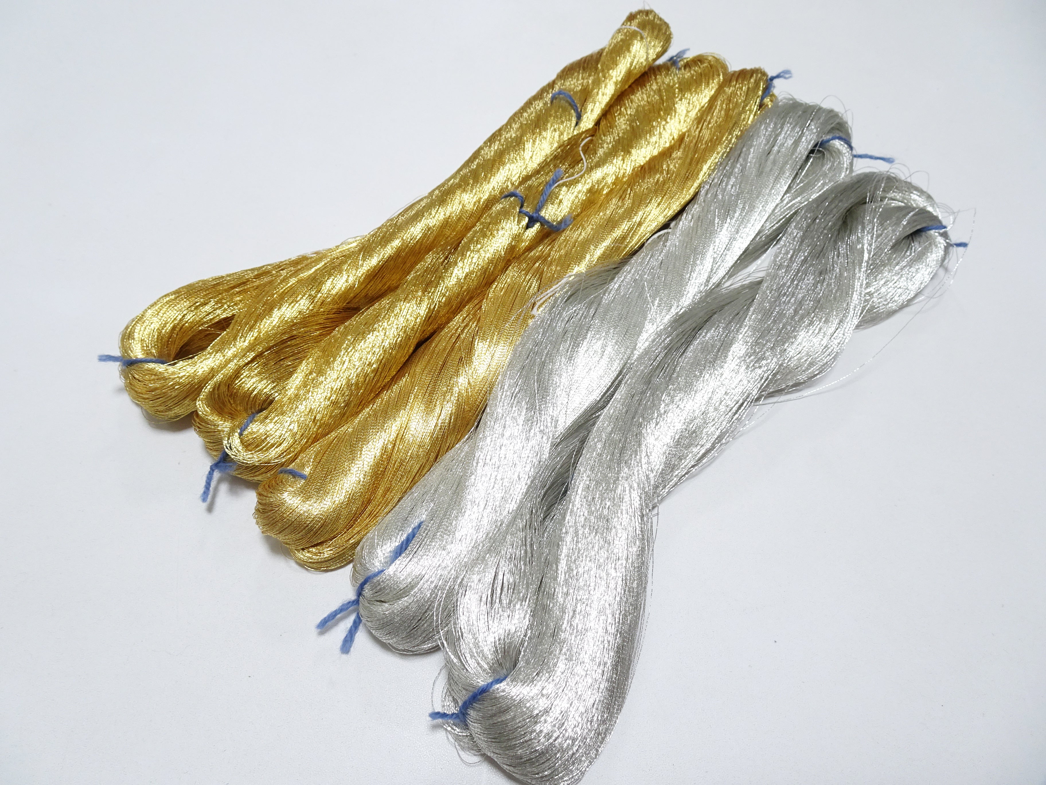 Japanese vintage silver & gold leaf thread 5sets embroidey 5000M 0.27mm