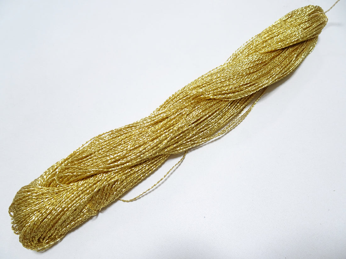 Japanese vintage rare Double Twist high class gold leaf thread embroidery 8635