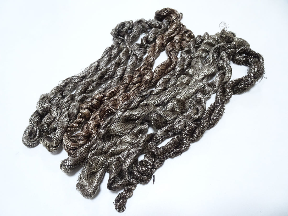 Japanese Vintage Super Rare Mud Dyeing kasuri loose Twisted Silk Thread Sets Embroidery & weave 13400