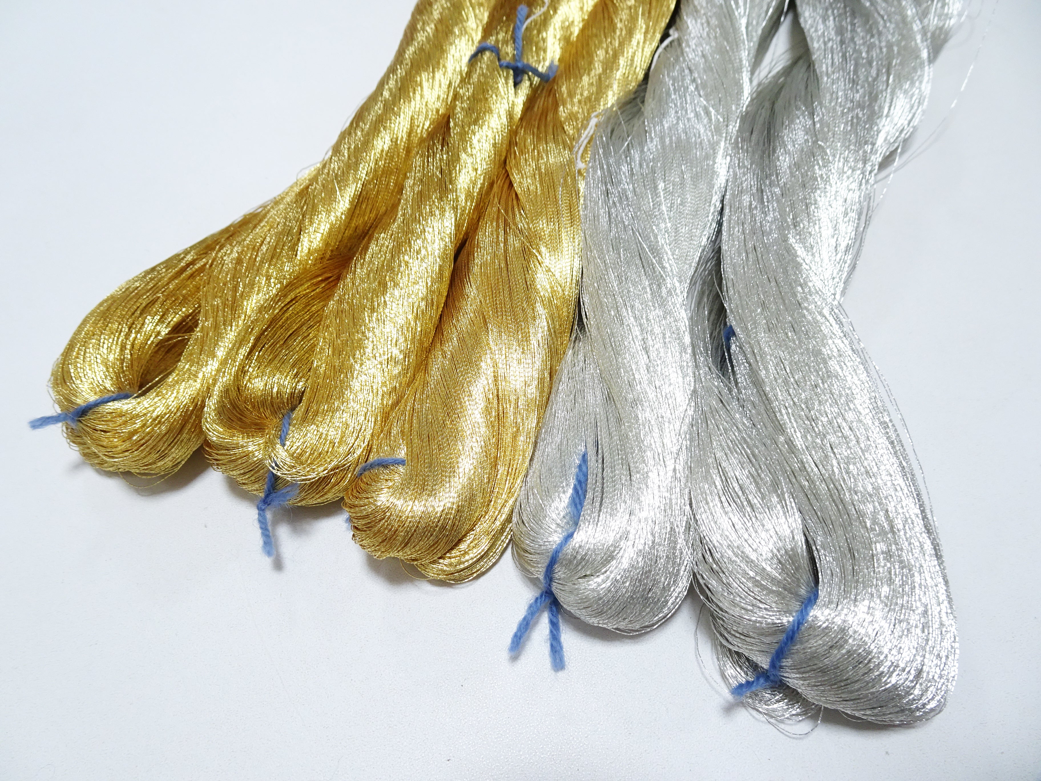 Japanese vintage silver & gold leaf thread 5sets embroidey 5000M 0.27mm