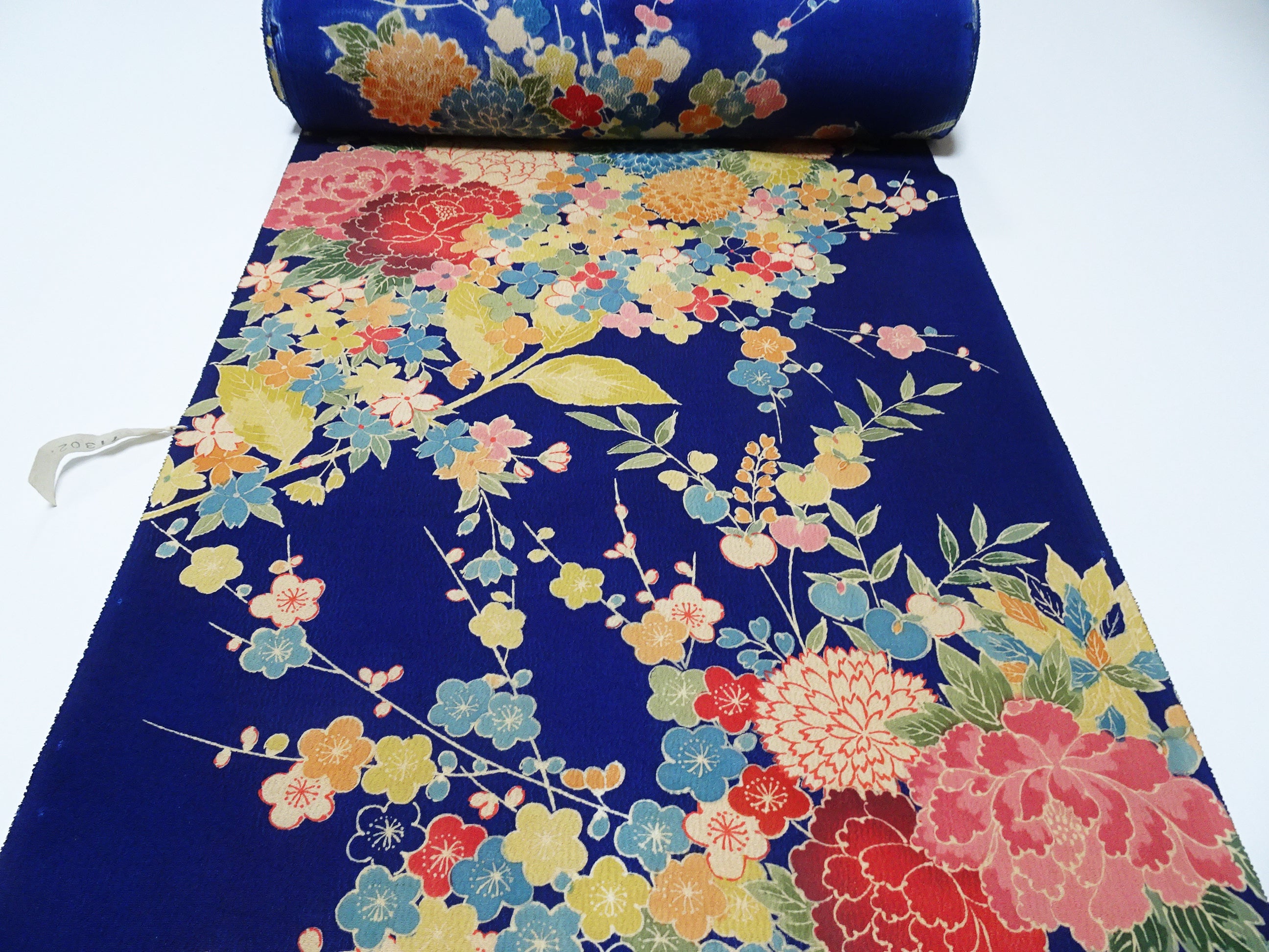 Japanese Kimono Silk Bolt Kyo Bingata Dyed Flower Pattern 11957  1200cm