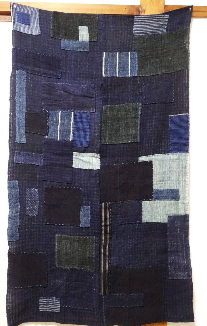 Japanese Antique Hemp Boro Ranru Sashiko kasuri Indigo dye Fabric 11606