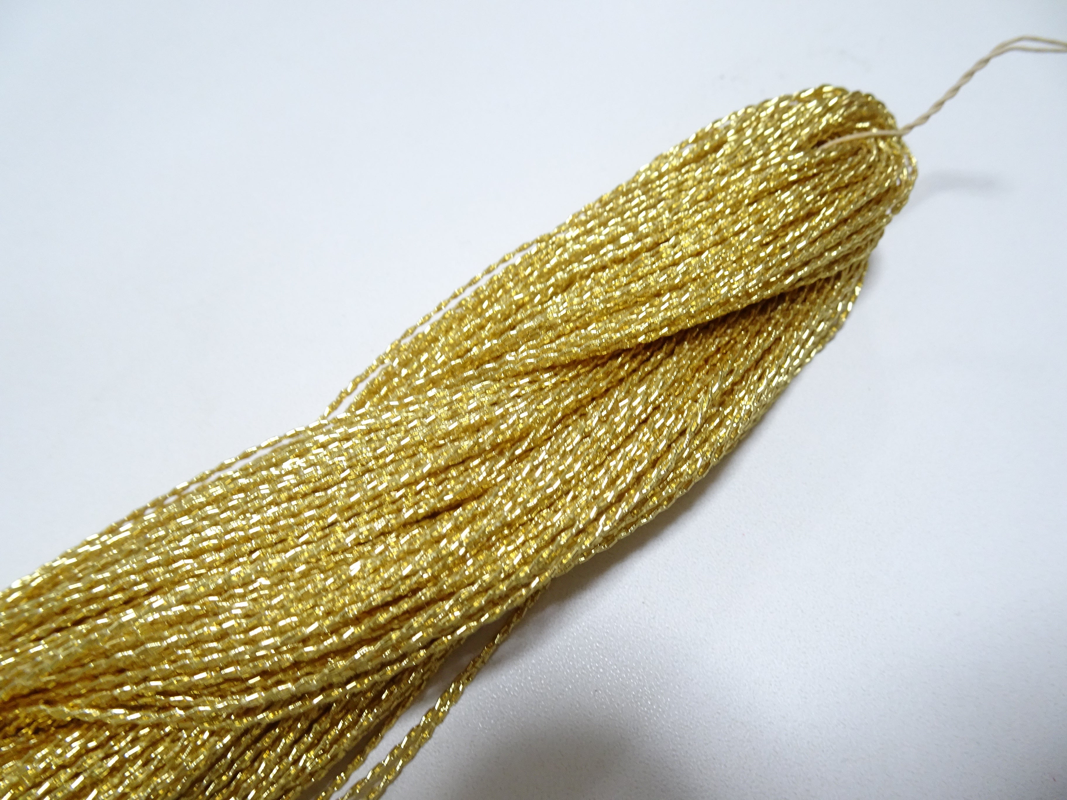 Japanese vintage rare Double Twist high class gold leaf thread embroidery 8635