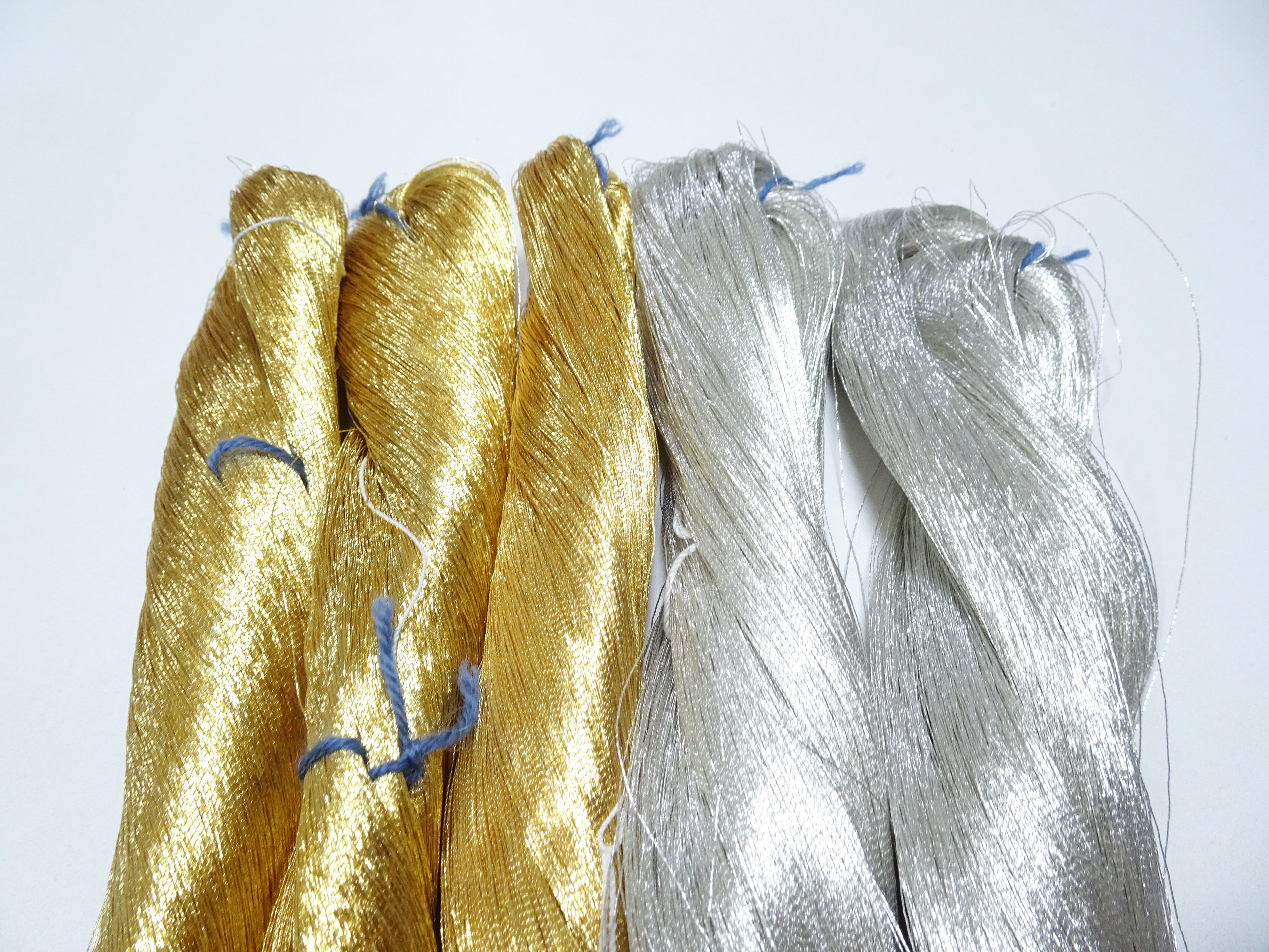 Japanese vintage silver & gold leaf thread 5sets embroidey 5000M 0.27mm