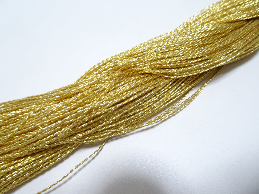 Japanese vintage rare Double Twist high class gold leaf thread embroidery 8635