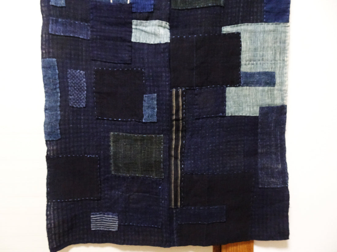 Japanese Antique Hemp Boro Ranru Sashiko kasuri Indigo dye Fabric 11606