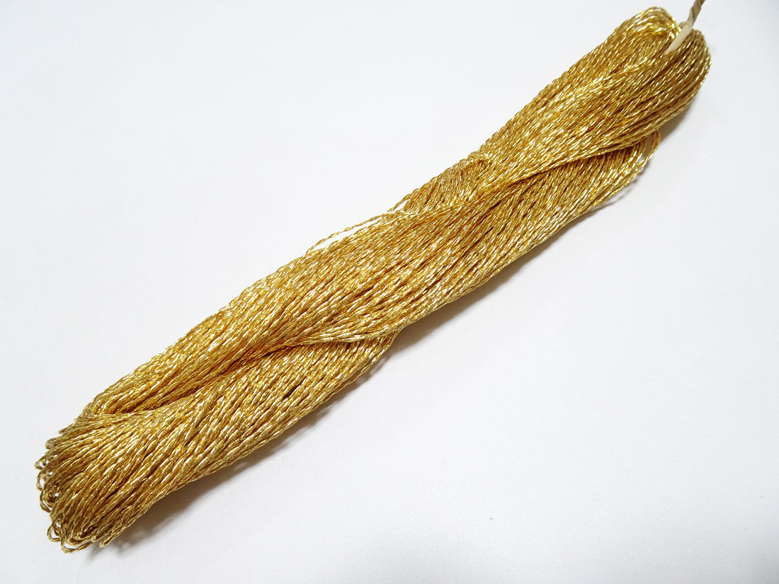 Japanese vintage rare Double Twist high class gold leaf thread embroidery 8636