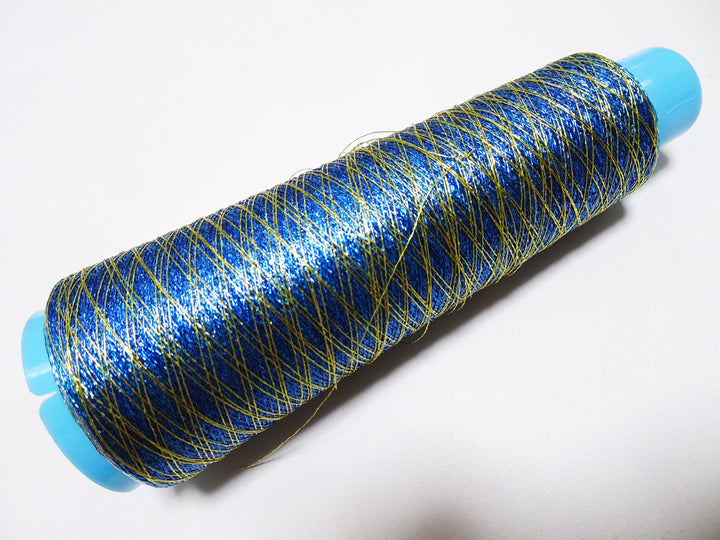 Special price!! Japanese Vintage Rare Metallic thread 3-color gradient gold / blue / silver Weaving & embroidery 1000M 16690  0.35mm
