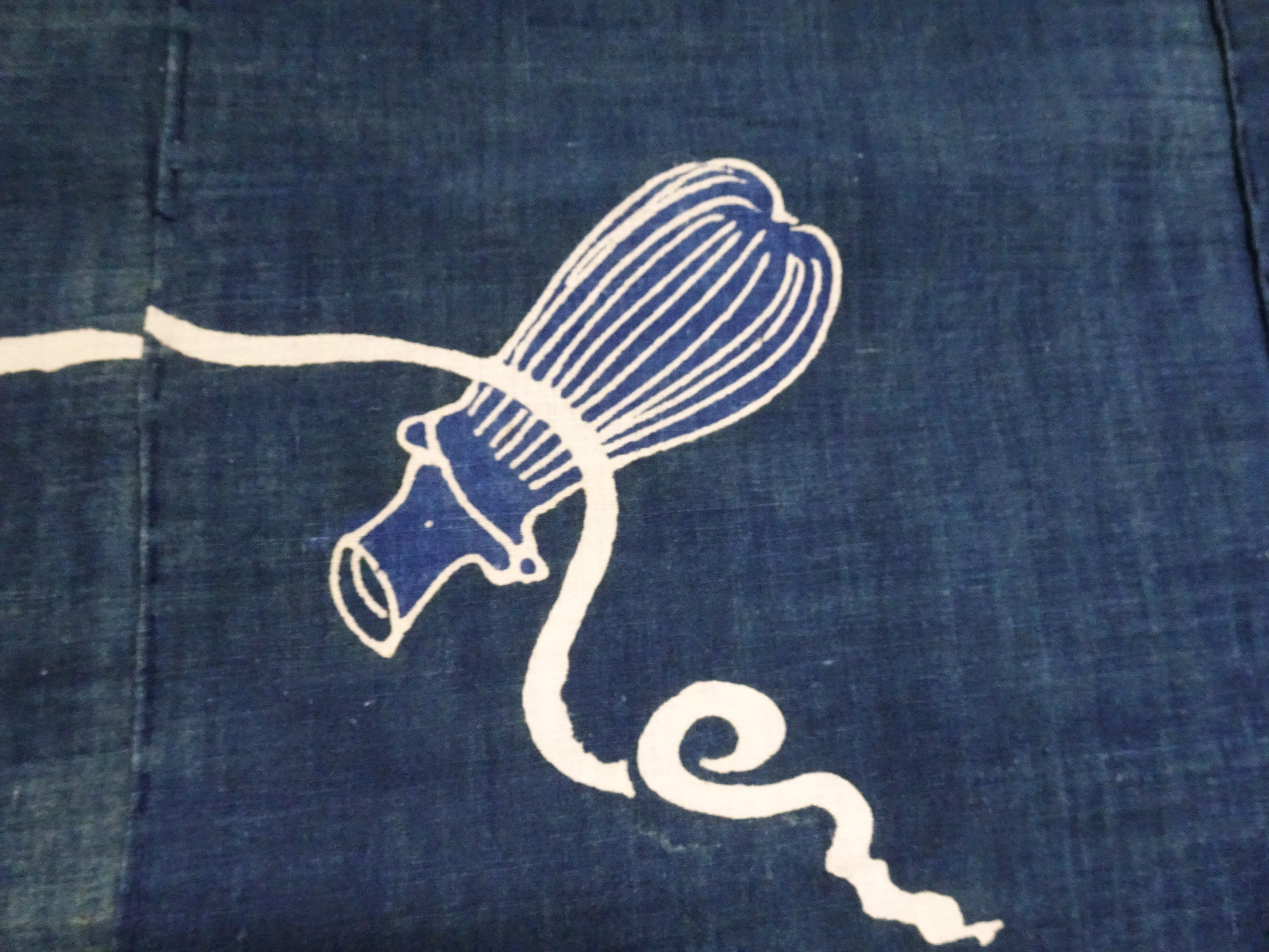 Japanese Antique Cotton Tsutsugaki Indigo Greenish Navy Blue