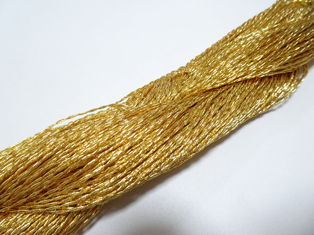 Japanese vintage rare Double Twist high class gold leaf thread embroidery 8636