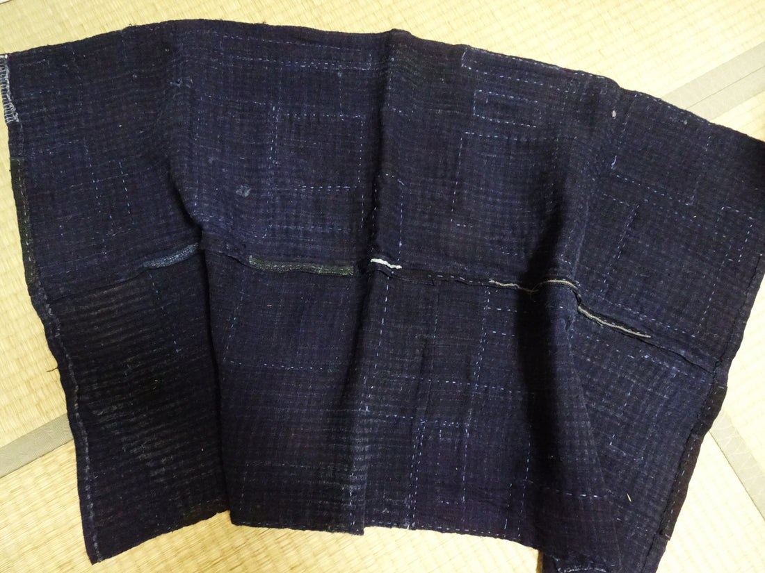 Japanese Antique Hemp Boro Ranru Sashiko kasuri Indigo dye Fabric 11606