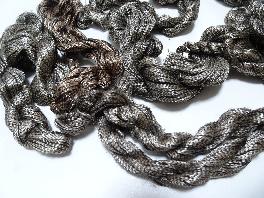 Japanese Vintage Super Rare Mud Dyeing kasuri loose Twisted Silk Thread Sets Embroidery & weave 13401