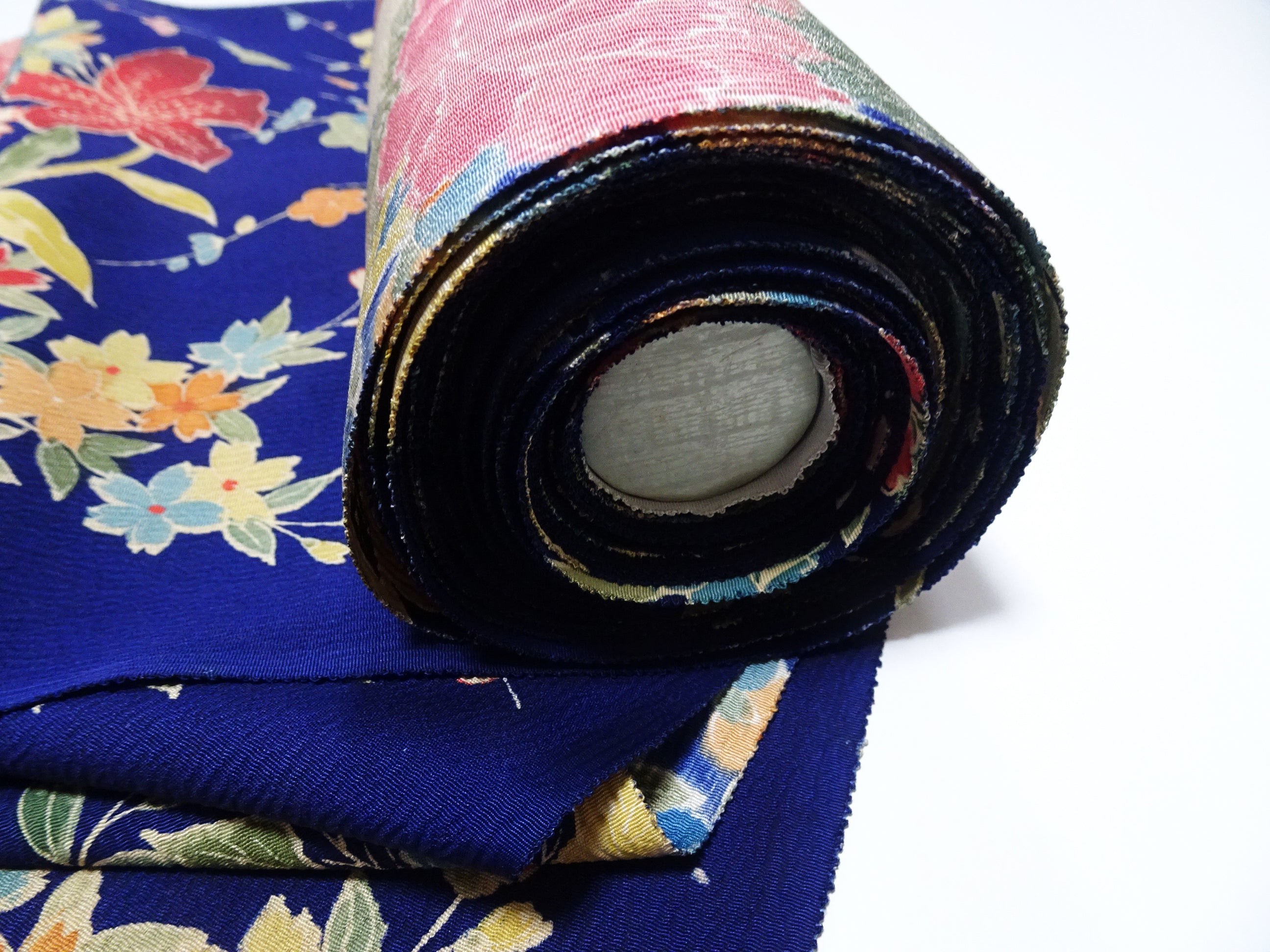 Japanese Kimono Silk Bolt Kyo Bingata Dyed Flower Pattern 11957  1200cm
