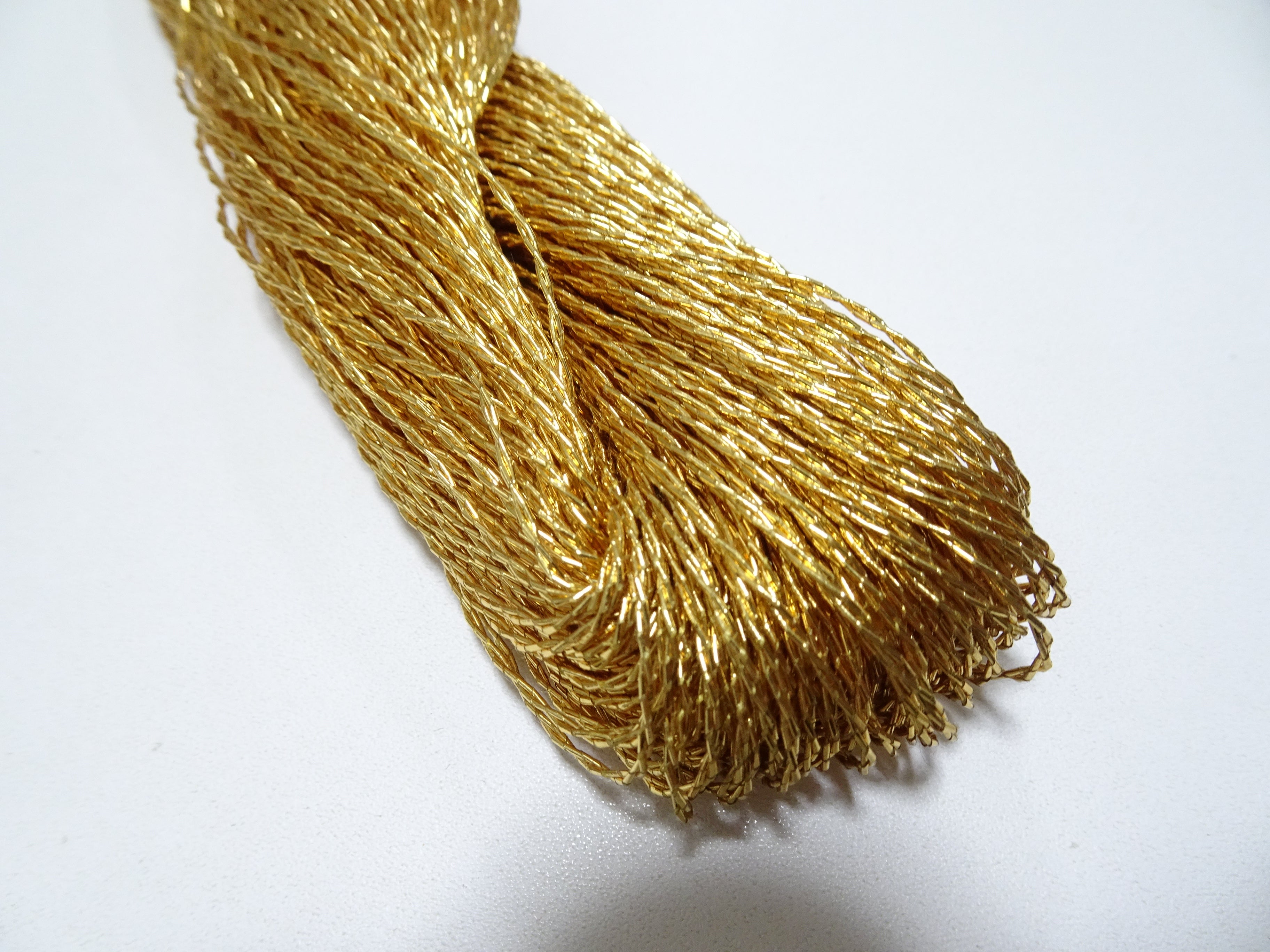 Japanese vintage rare Double Twist high class gold leaf thread embroidery 8636