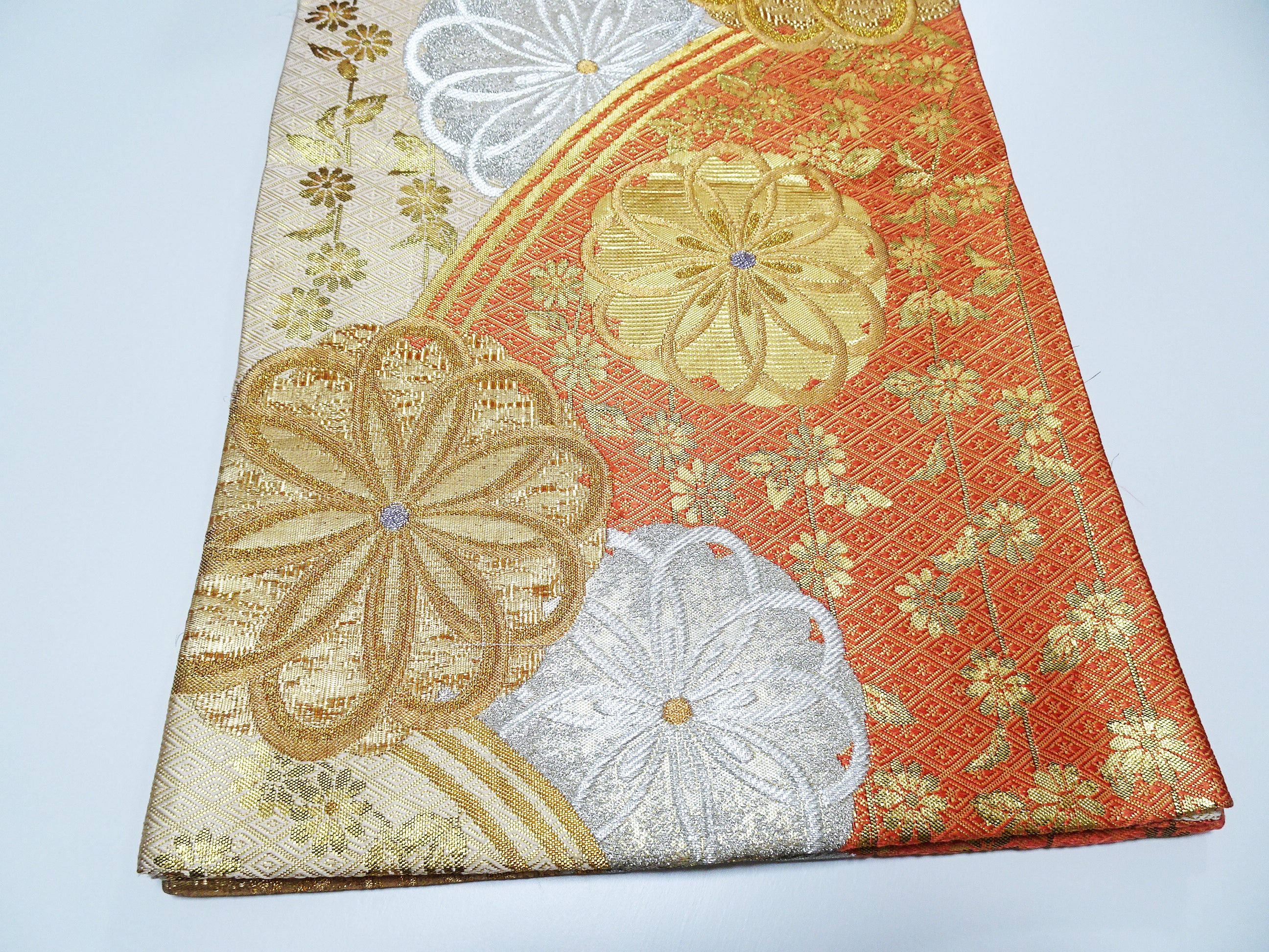 Japanese Kimono Silk Fukuro Obi Saganishiki Honba Chikuzen Hakataori 11191